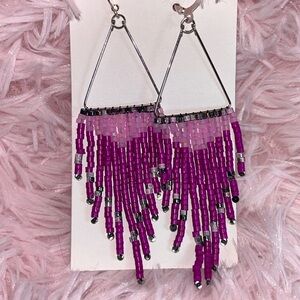 Elegant Pink Beaded Dangle Earrings